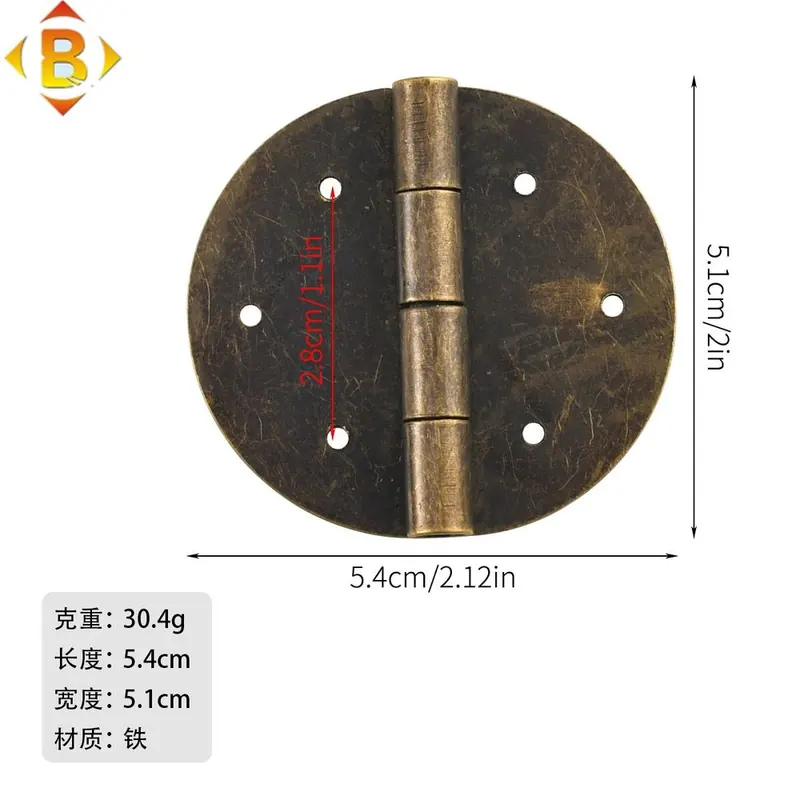 圆形合页黑色青古铜中式仿古铰链红木中式家具衣柜鞋柜门明装 图3