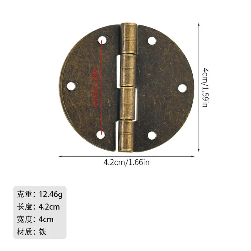 圆形合页黑色青古铜中式仿古铰链红木中式家具衣柜鞋柜门明装 图4